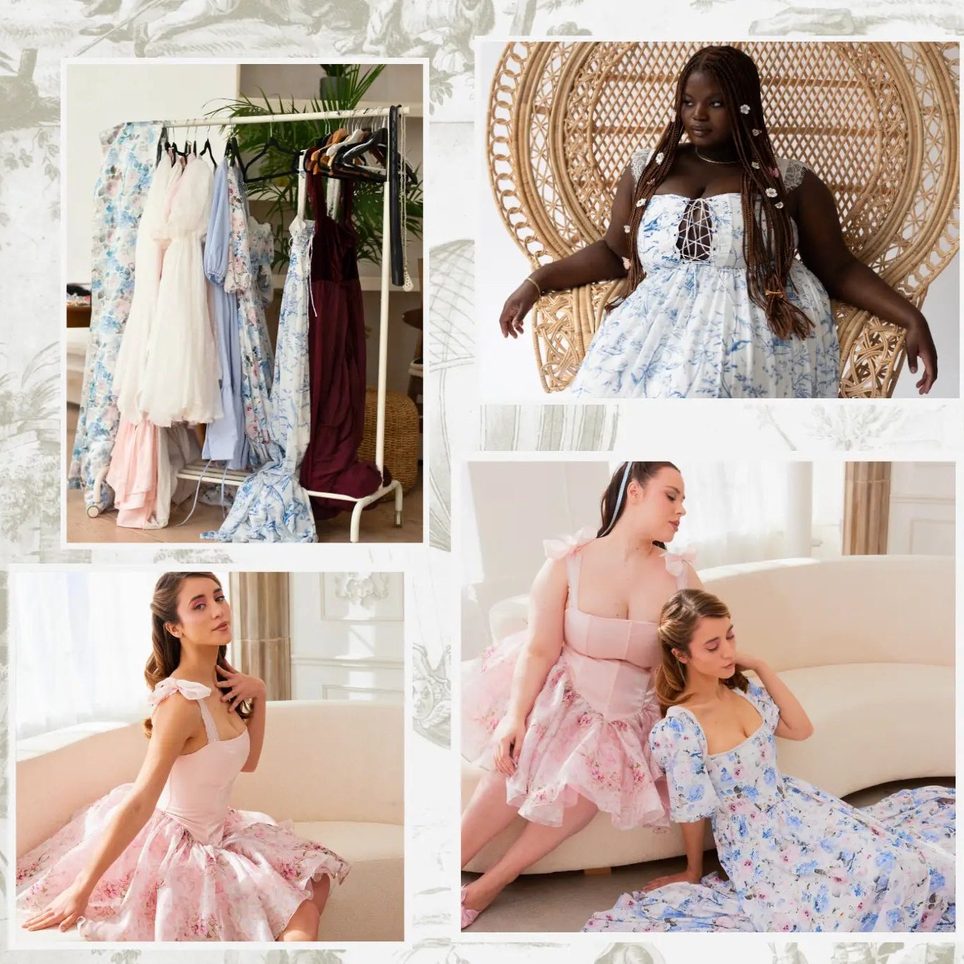 Size Inclusive Brand: Ivory Sheep showcasing a variety of dresses in multiple styles emulating the coquette trend.