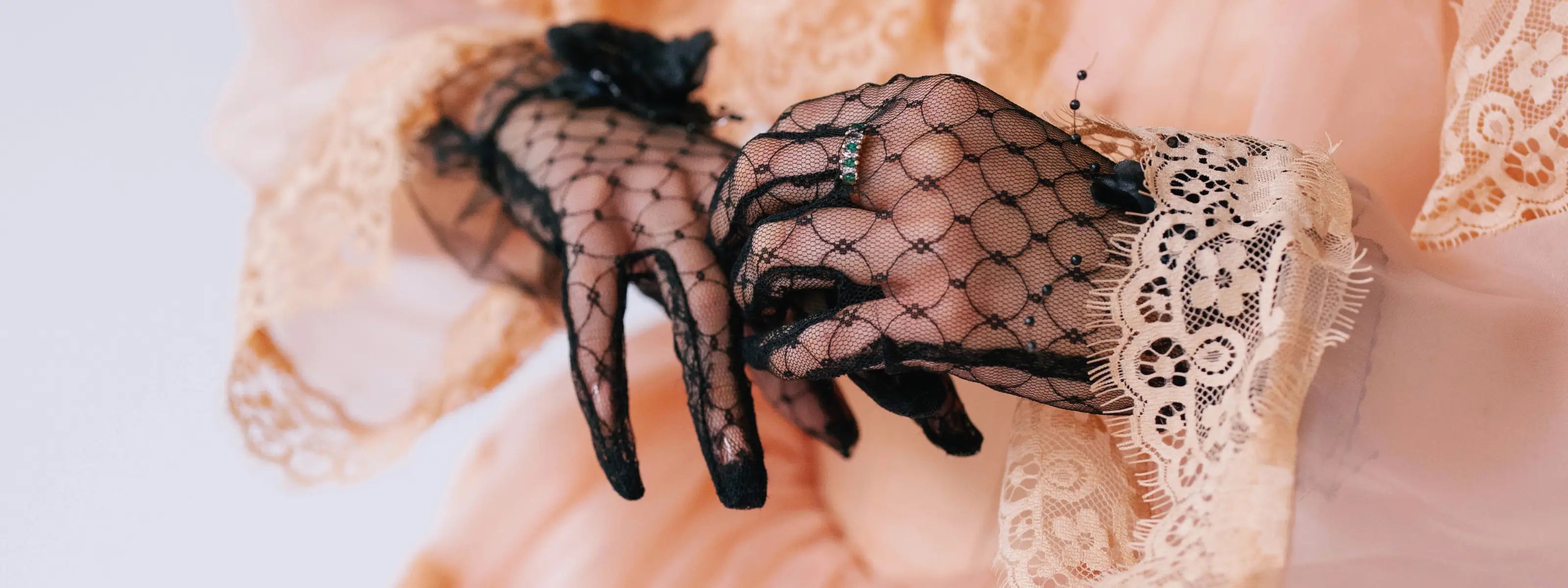 black formal dresses for women plus size Lace Gothic Long Fingerless Gloves with Frills and Ruffles