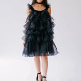 The Light As A Feather Puff Dress is a delicate poofy dress made of soft poly organza with a ghostly floral fabric.