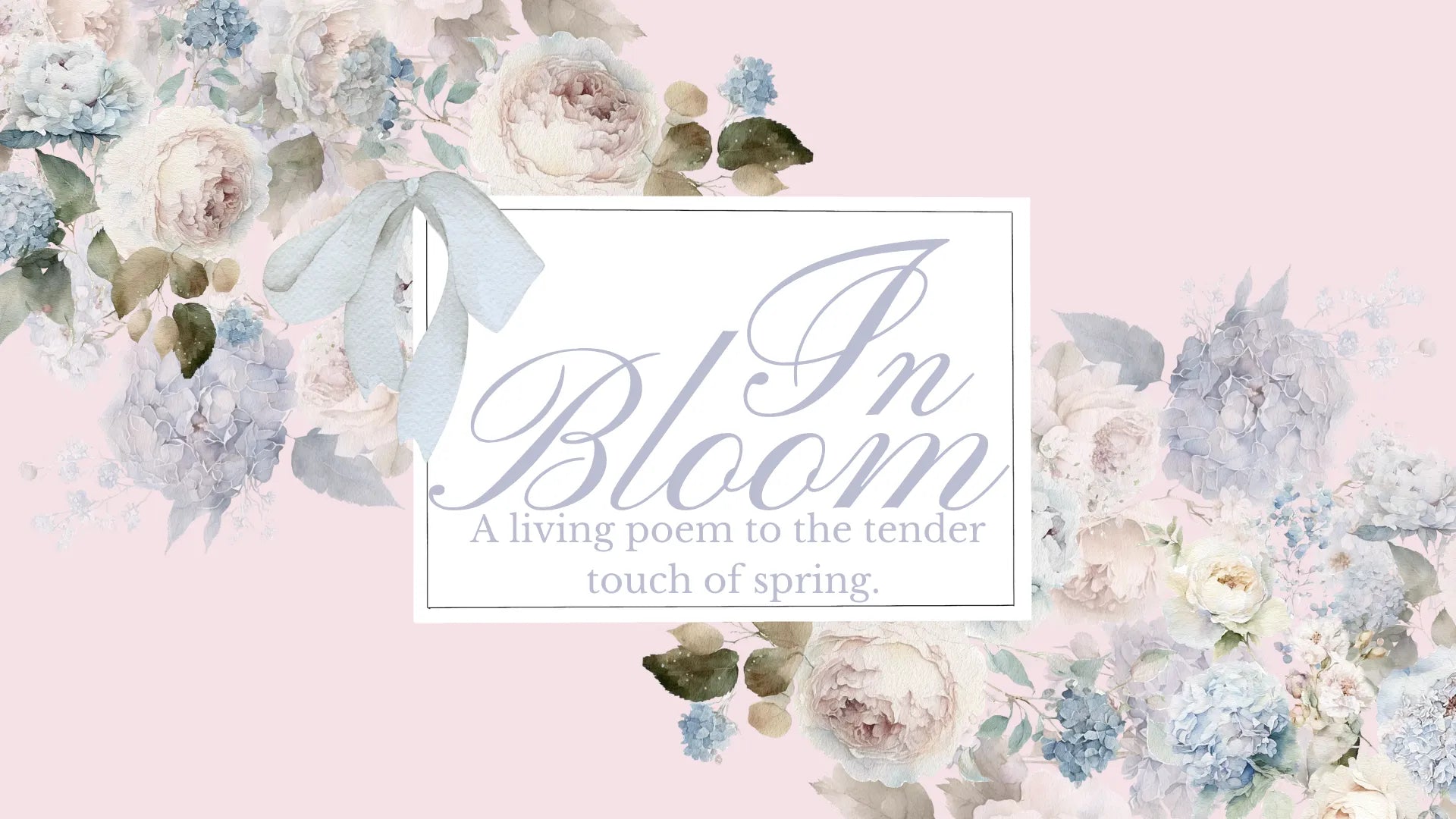 Decorative text frame with In Bloom words and floral elements for Bloom Collection.