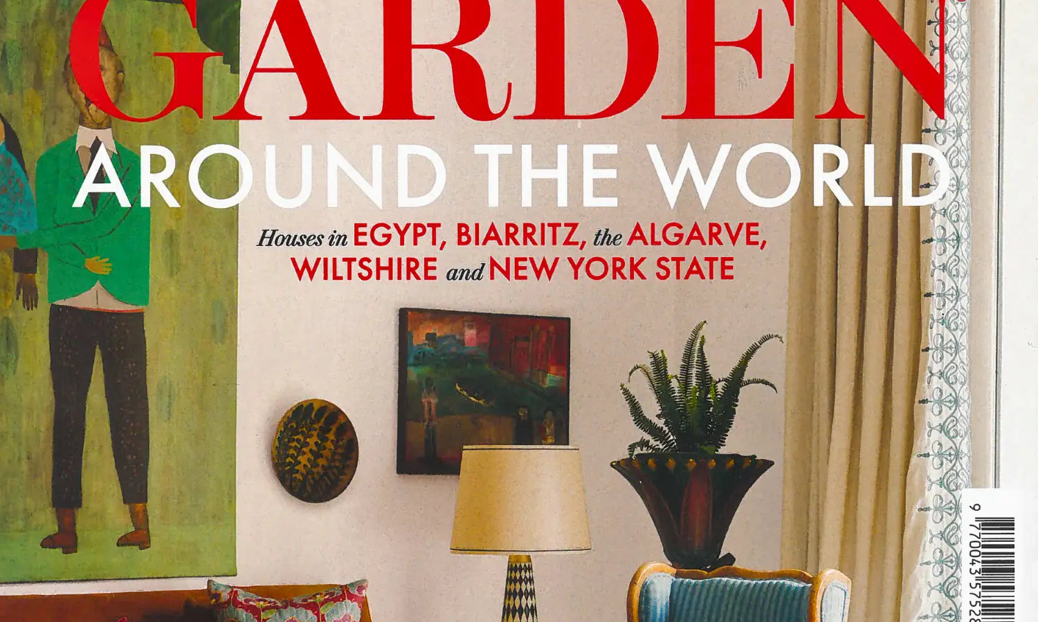 Stylish global interiors featured in House & Garden August 2025 issue cover.