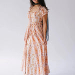 Twilight Bloom Meadow Gown styled with black veil and platform heels, showcasing romantic layered silhouette.