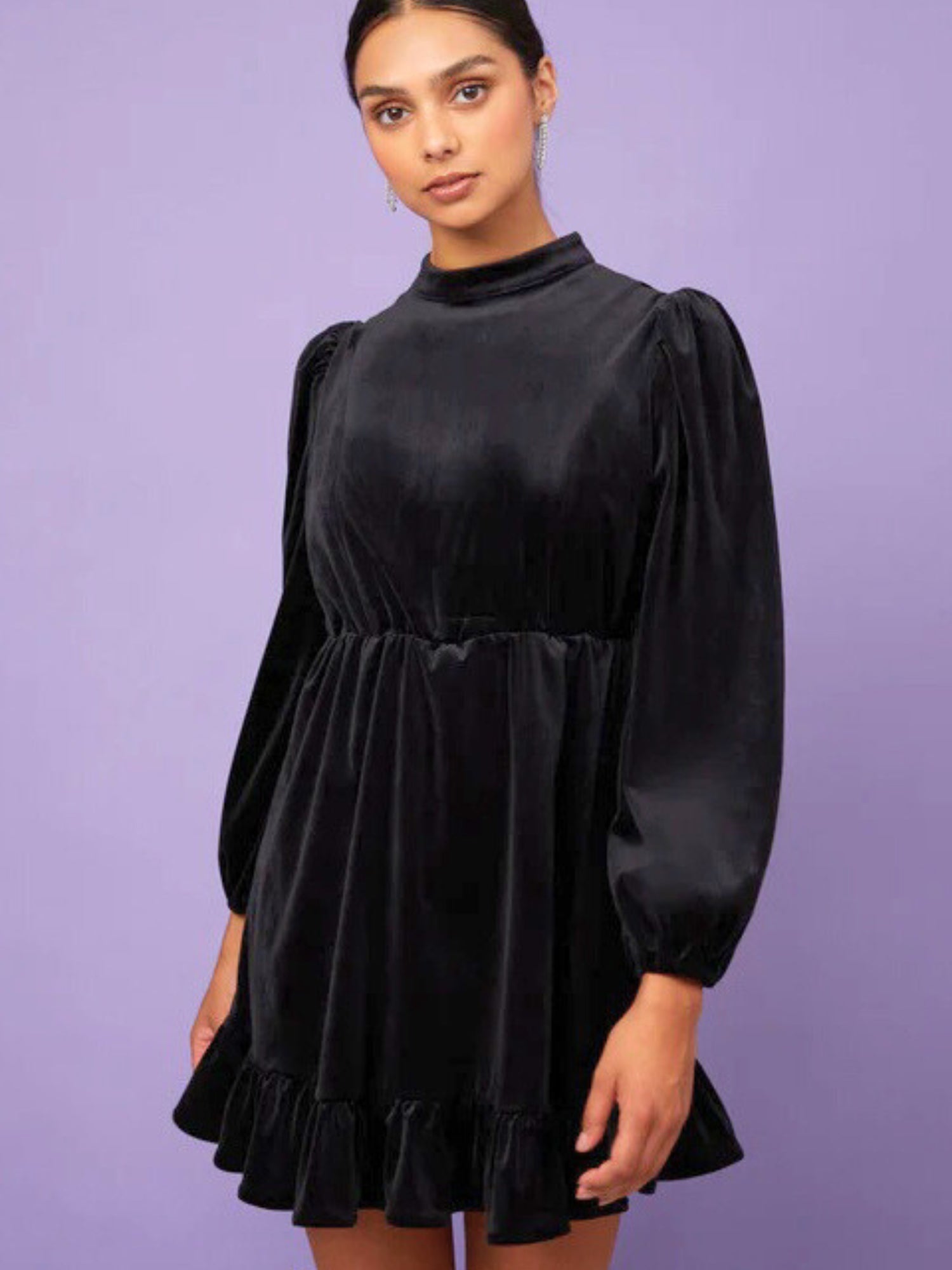 Midnight Velvet Mini Dress - The sweetest black velvet dress, perfect for the holidays! The Midnight Velvet Mini Dress by Sister Jane is made of a soft velvet fabric. It features a heart shaped cut out on the back framed with hanging gem trim. The back is