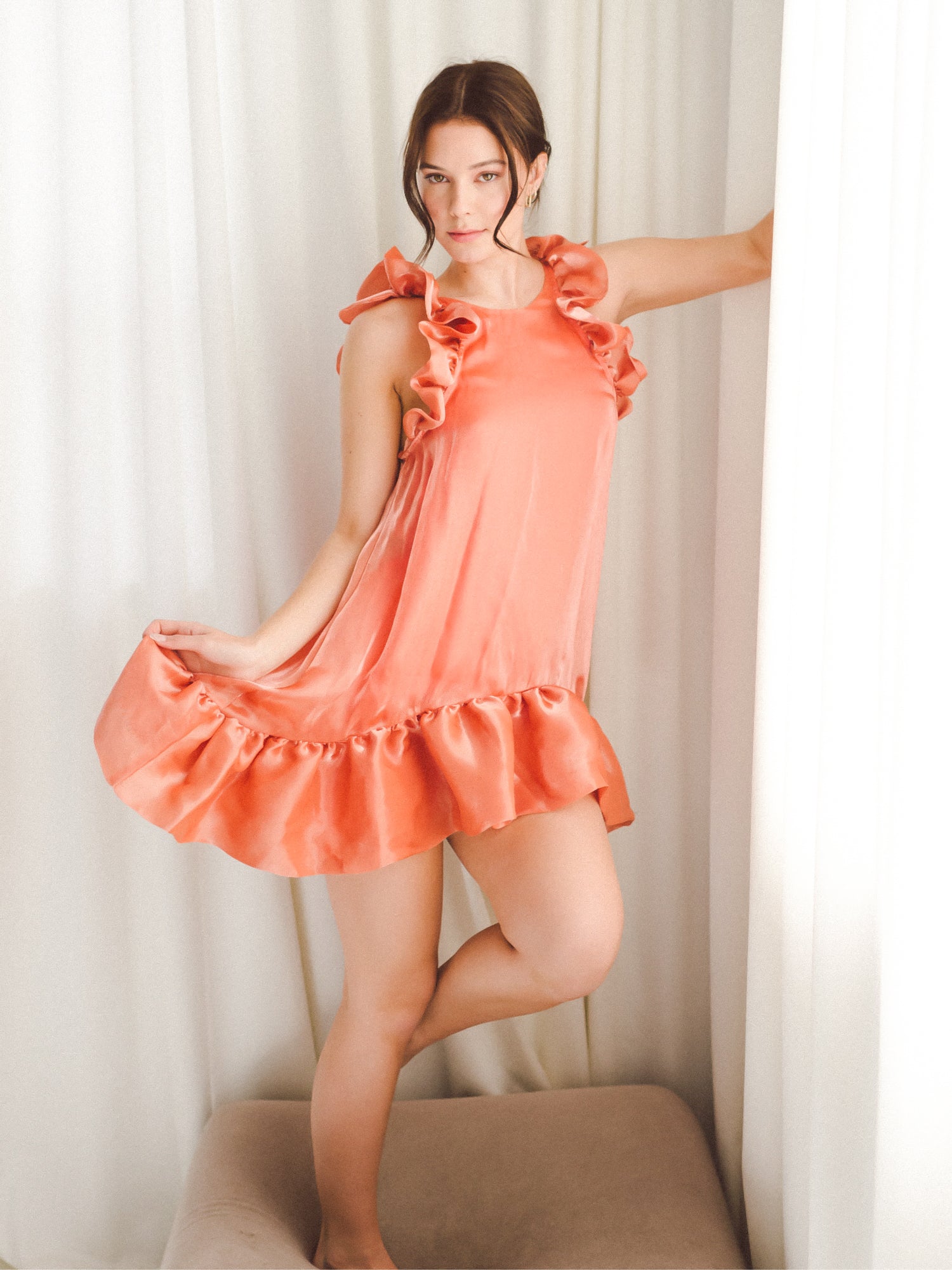 The Rose Shimmer Romance Mini Dress, Dress, Maison Amory - Ivory Sheep Collection Limited
