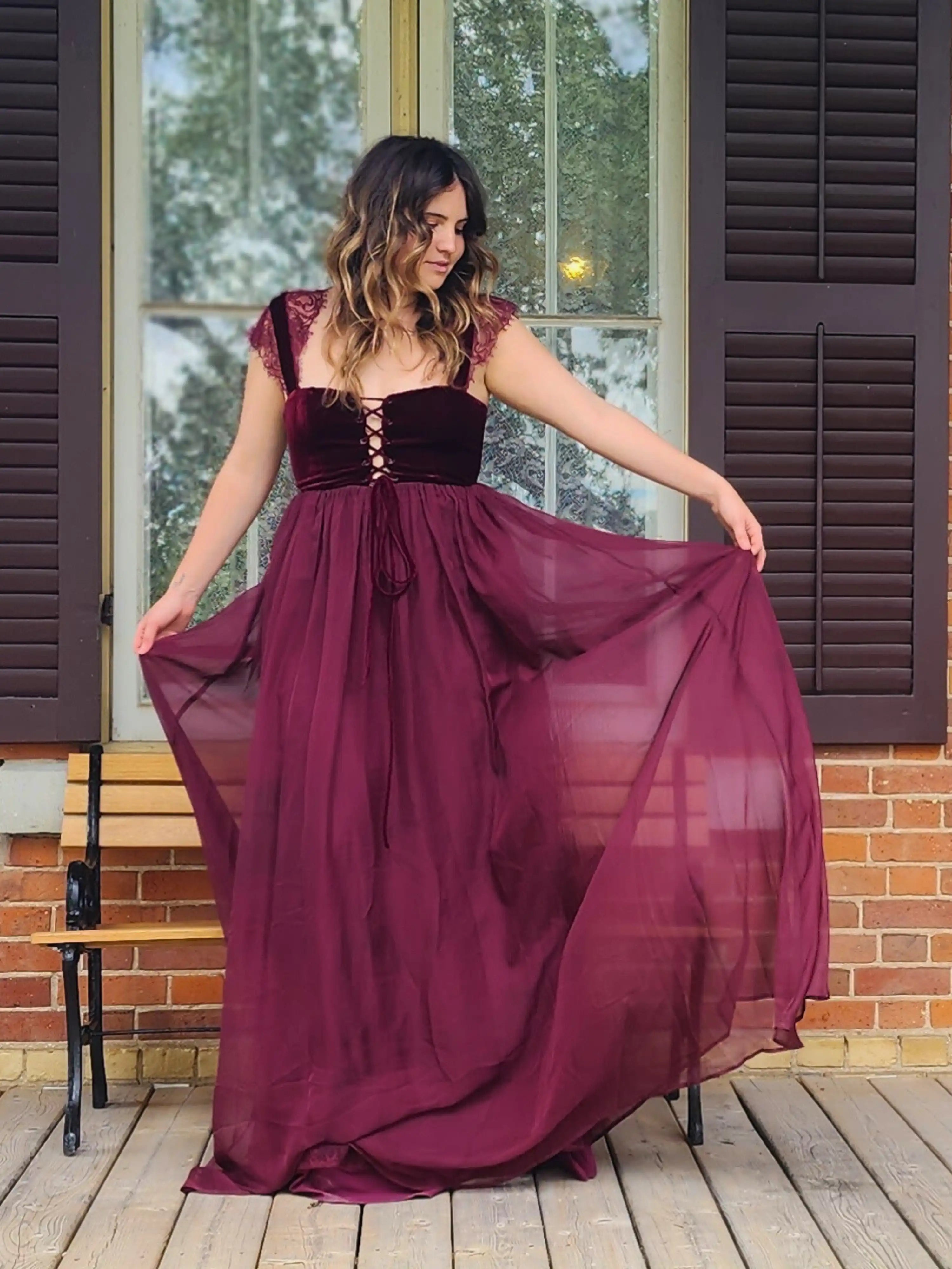 The Rose Petal Lovers Gown - Introducing the Rose Petal Lovers Gown (formerly the Scorned Lovers Gown); this gown is more than just a garment; it's a poetic expression of the emotions that dwell within the human heart. Crafted with meticulous artistry, th