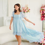 The Blue Shimmer Waterfall Gown, Dress, Maison Amory - Ivory Sheep Collection Limited