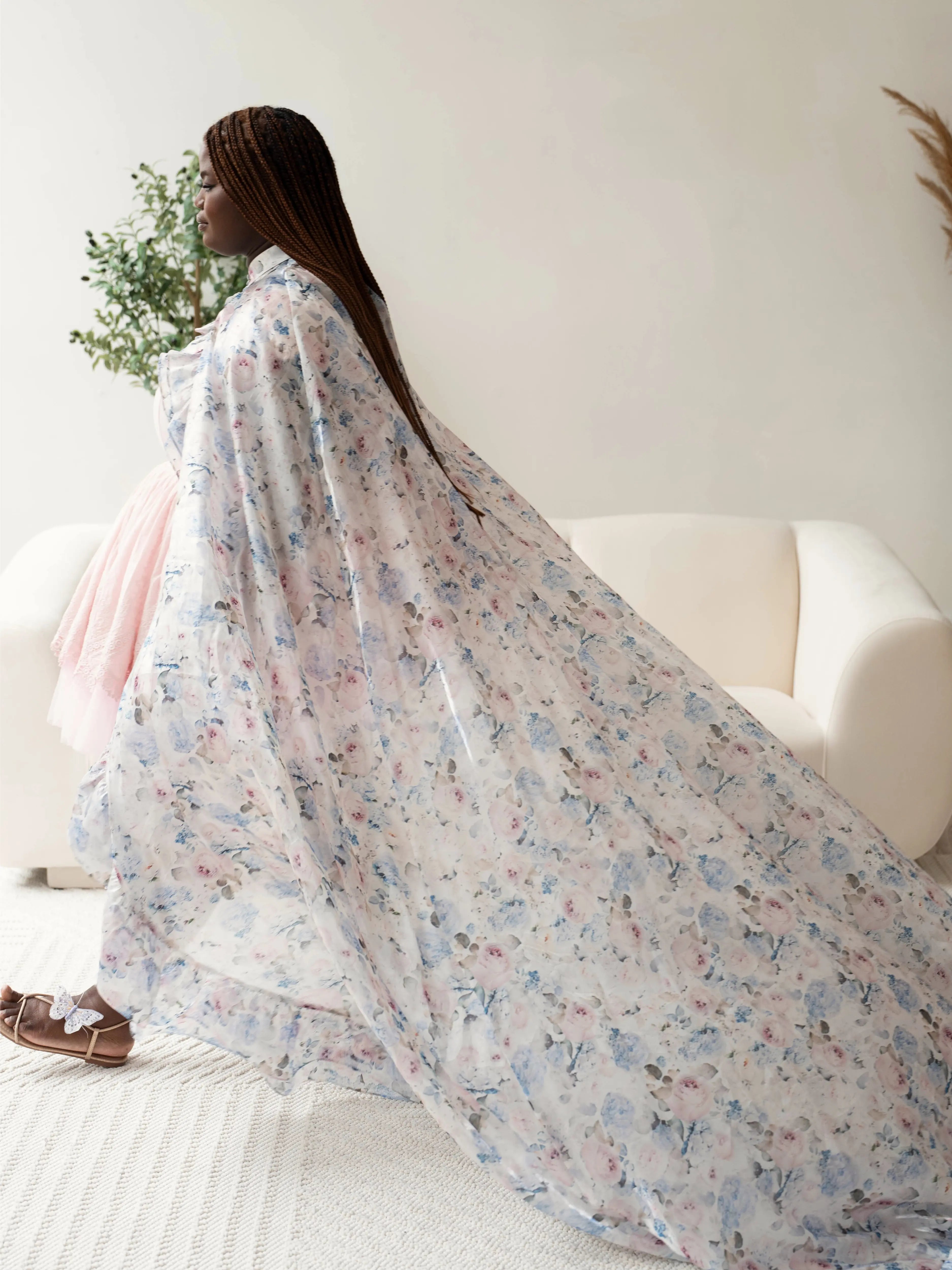 pale pink mini dress with lace. Paired with The High Priestess Renaissance Cloak.