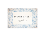 Victorian styled, blue toile Ivory Sheep gift card 