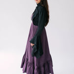 The Lady Elizabeth Midnight Black Victorian Jacket paired overtop The Cotton Everyday Midi Dress.
