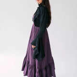 The Lady Elizabeth Midnight Black Victorian Jacket paired overtop The Cotton Everyday Midi Dress.
