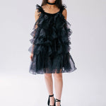 The Light As A Feather Puff Dress is a delicate poofy dress made of soft poly organza with a ghostly floral fabric. 