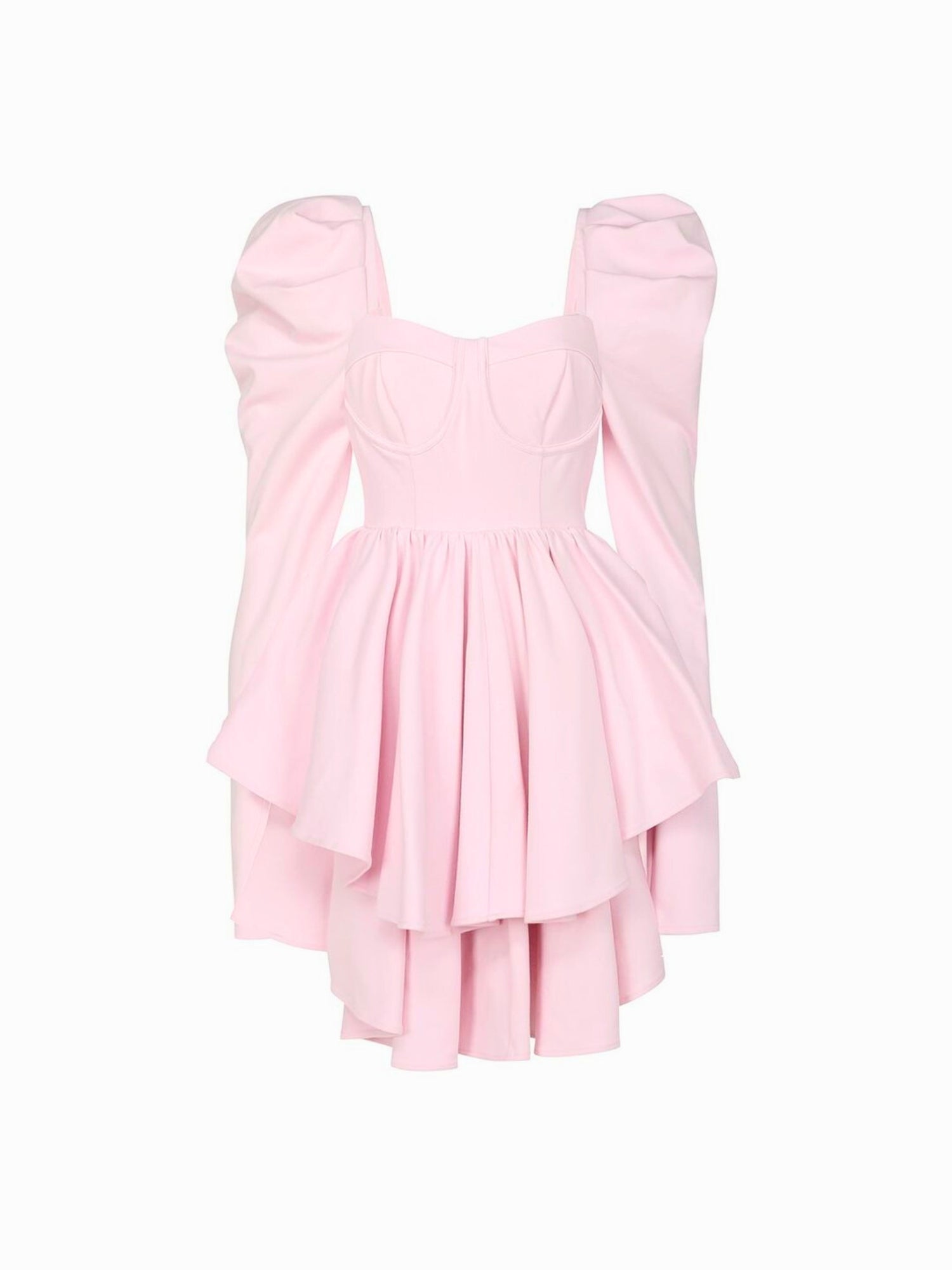 Pink puff-sleeved Boleyn dress with tiered skirt and square neckline perfect for ballerinas