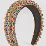 Ornate Bejeweled Crown Headband with colorful gemstones perfect for gowns and grand bow sashes