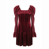 Ghost mannequin image of the Cassiopeia red lace mini dress on a white background.