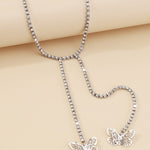 Silver Butterfly Pendants on Beaded Chain - Fairy Flutter Necklace Design