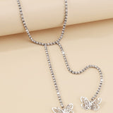 Silver Butterfly Pendants on Beaded Chain - Fairy Flutter Necklace Design