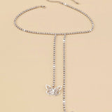 Delicate silver Fairy Flutter Necklace featuring butterfly pendants and dangling chains