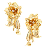 Gold Hyacinth Earrings featuring floral design with diamond accents for elegant style