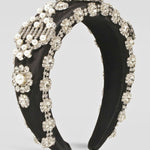 Ornate black Ivory Pearl headband with intricate crystal floral designs