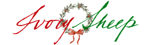 ivory Sheep Christmas logo with a wreath.