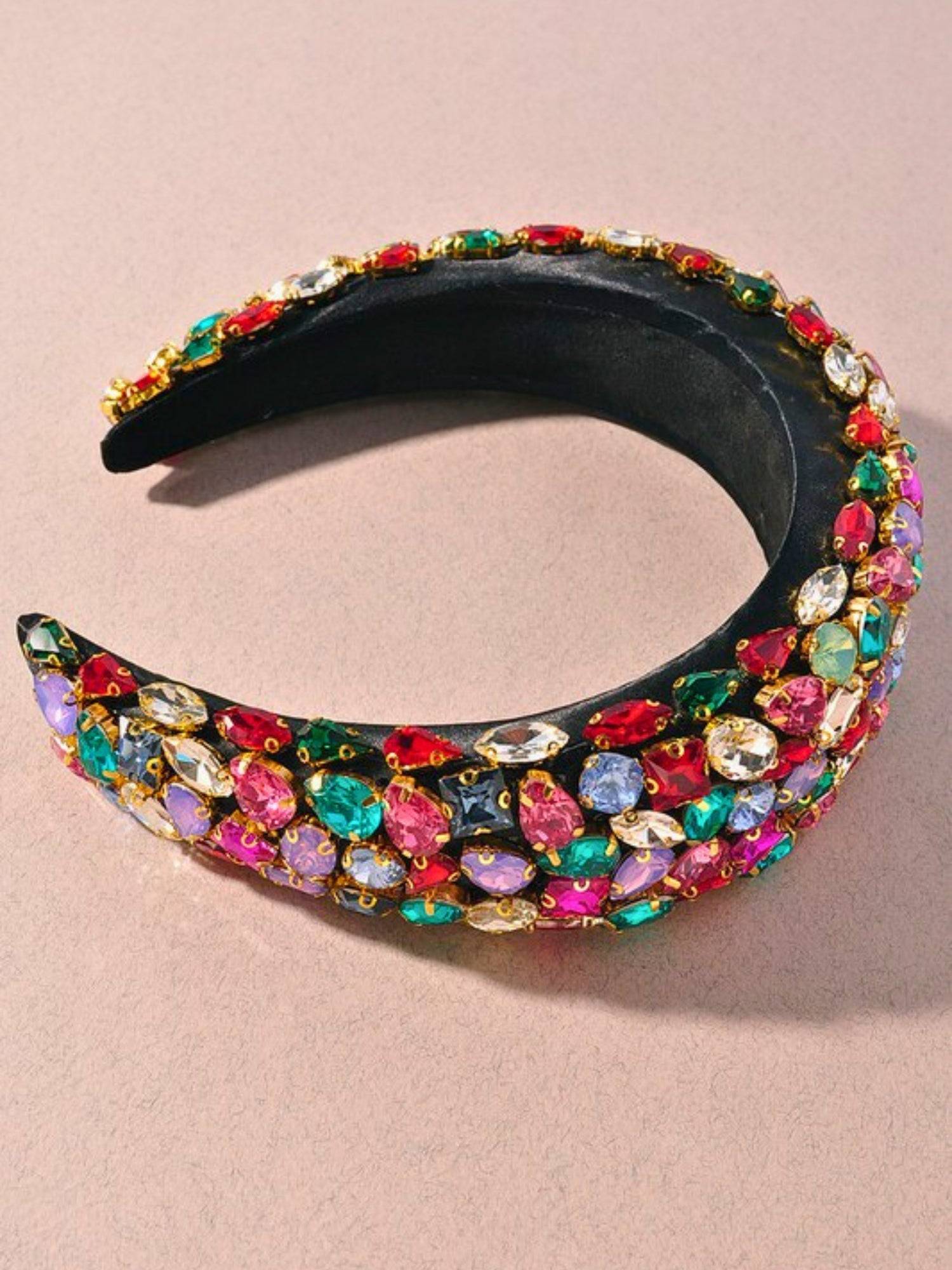 Top view of the Jewel of the Season Headband with colorful gemstones.
