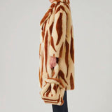 Katie Faux Fur Chestnut Tiger Duster Coat featuring bold orange and cream tiger stripes