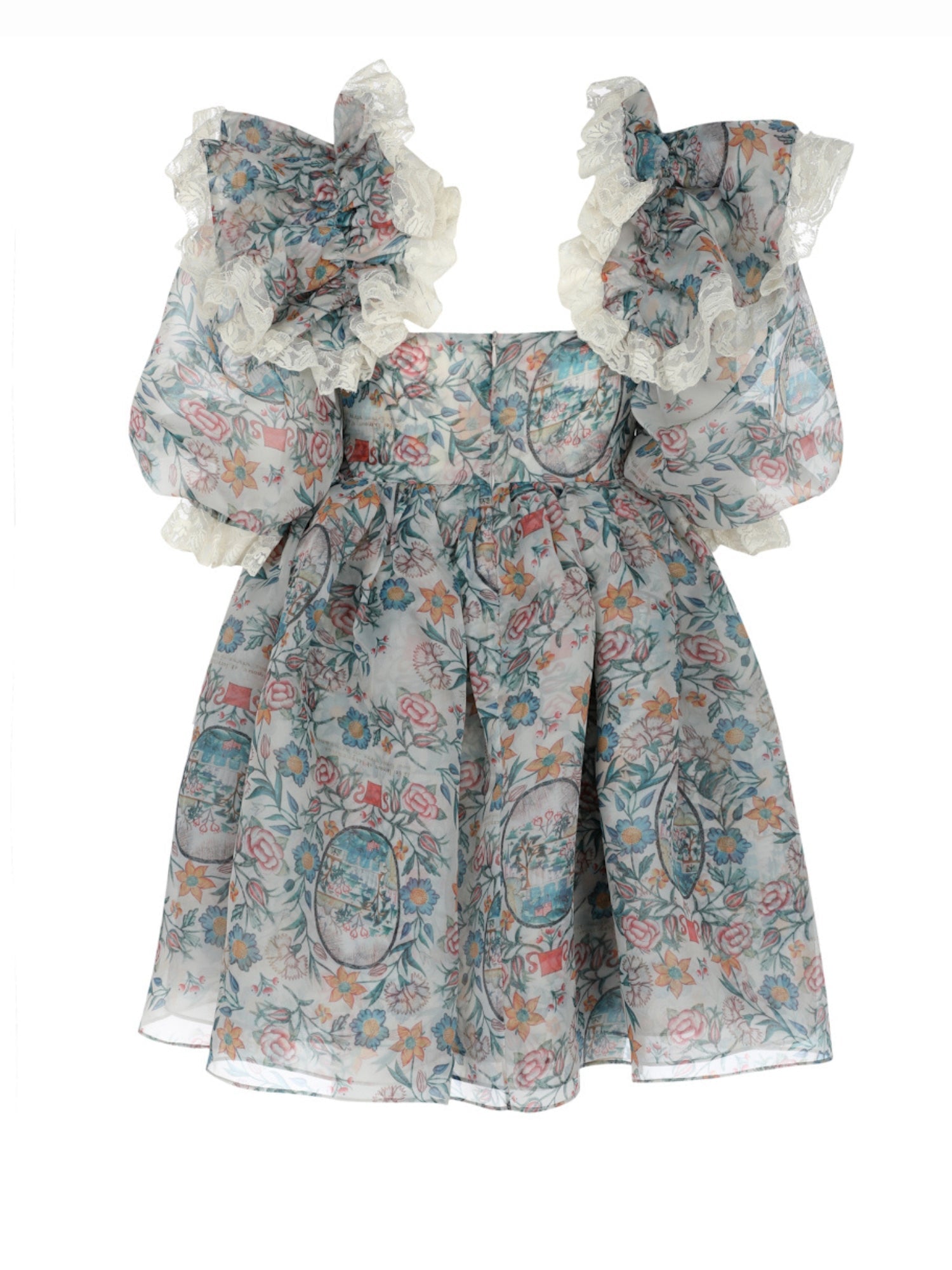 Floral patterned Lamour Sugarfrill Classic Puff Dress with puffy sleeves and gathered waist