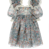 Floral print Lamour Sugarfrill Classic Puff Dress with puffy sleeves and ruffled neckline