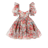 Floral puff-sleeve mini dress showcasing the L’Appartement Bebe Bloom Dress style