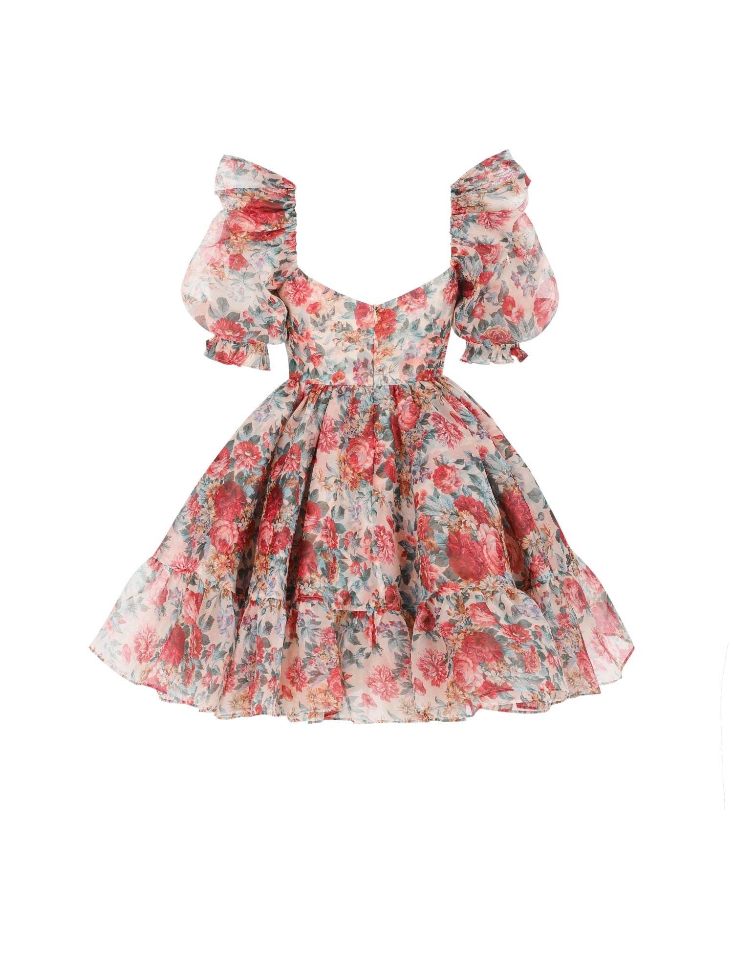 Floral puff-sleeve mini dress showcasing the L’Appartement Bebe Bloom Dress style