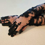 Elegant floral pattern lace gloves, hand sewn opera gloves for a sophisticated look