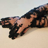 Elegant floral pattern lace gloves, hand sewn opera gloves for a sophisticated look