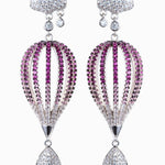 Ornate Rain Cloud Earrings with pink and clear gemstones ideal for a gown or puff dress