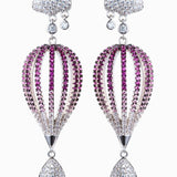 Ornate Rain Cloud Earrings with pink and clear gemstones ideal for a gown or puff dress