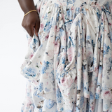 Floral pattern dress in soft blue and pink, The Wild Bloom Josephine Gown